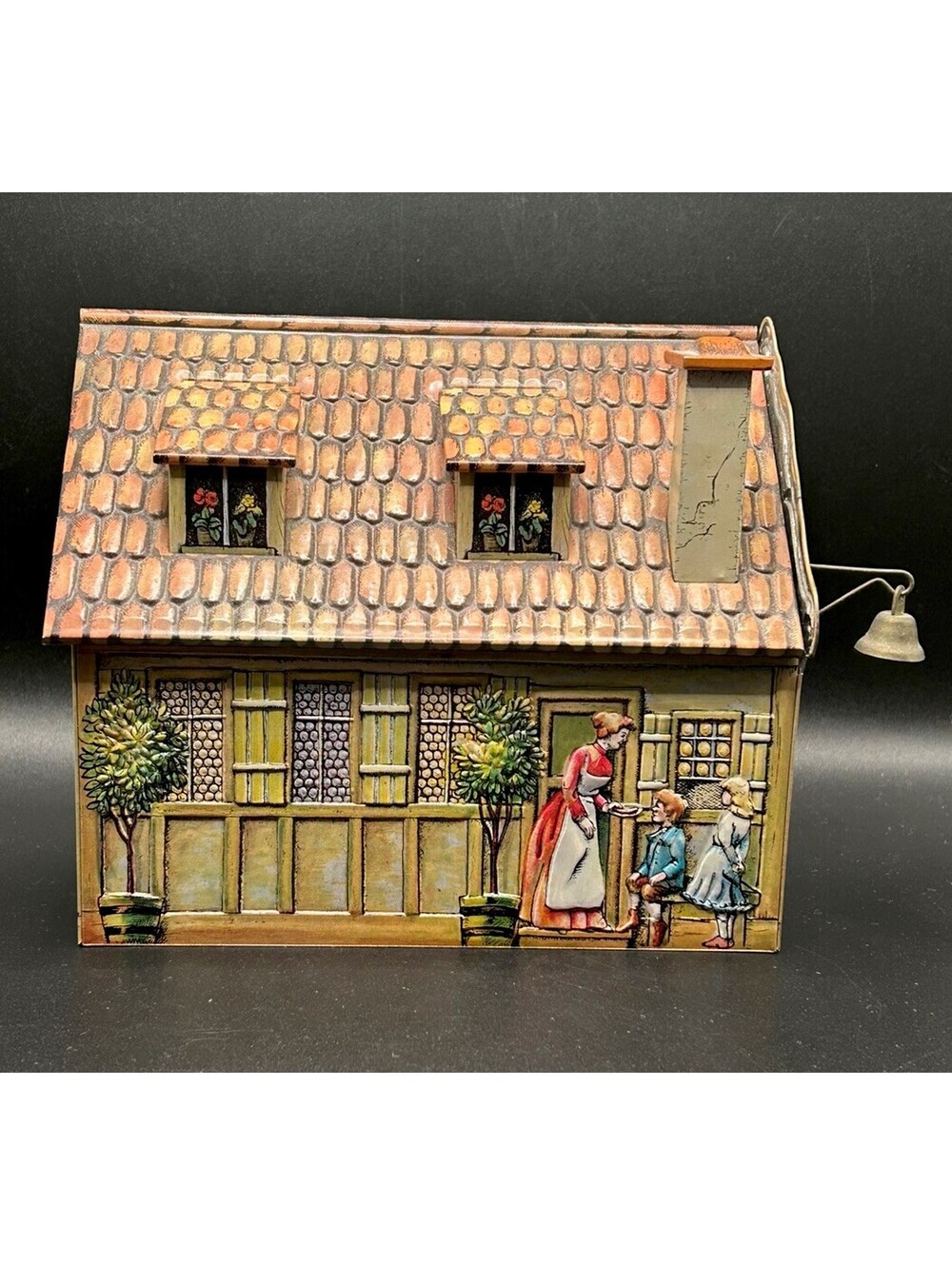 Vintage Heinrich Haeberlein Gingerbread Cookie Tin Box Hinged Lid Germany 1980’s